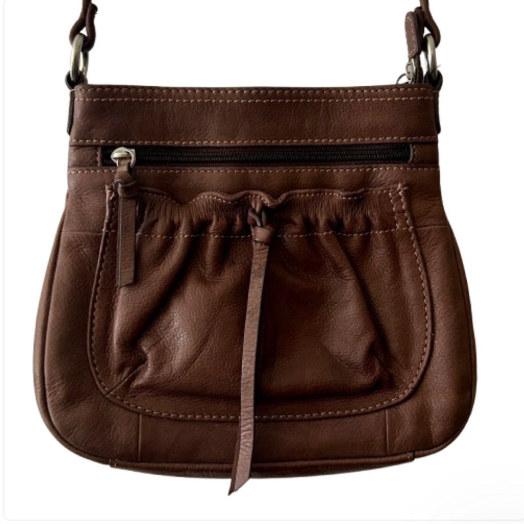 Fossil Vintage Leather Pouch Pocket Crossbody Bag
